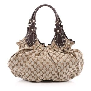 Brown Gucci Canvas Logo  Pelham Satchel handbag